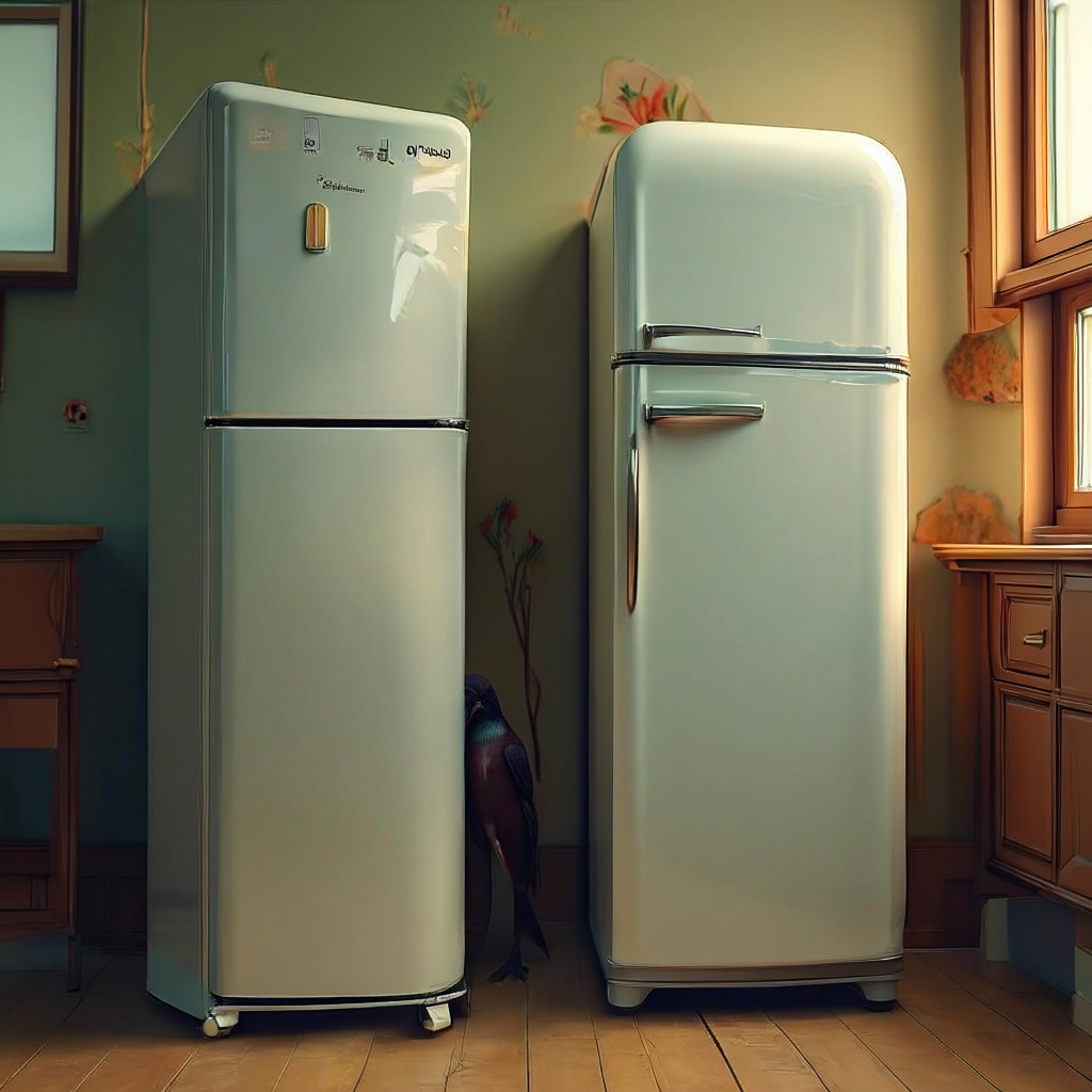 Bird next to refrigerator - Baseline