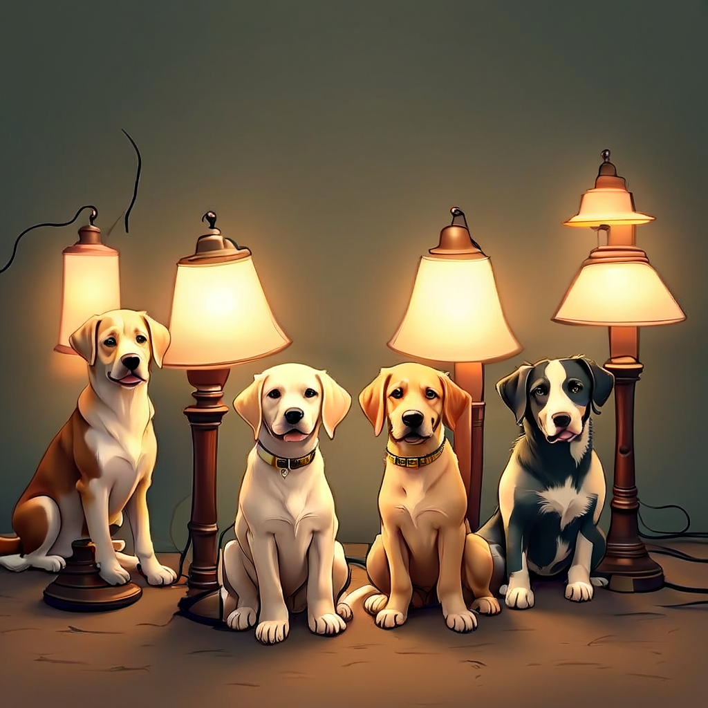 Four lamps four dogs - Search-Guided