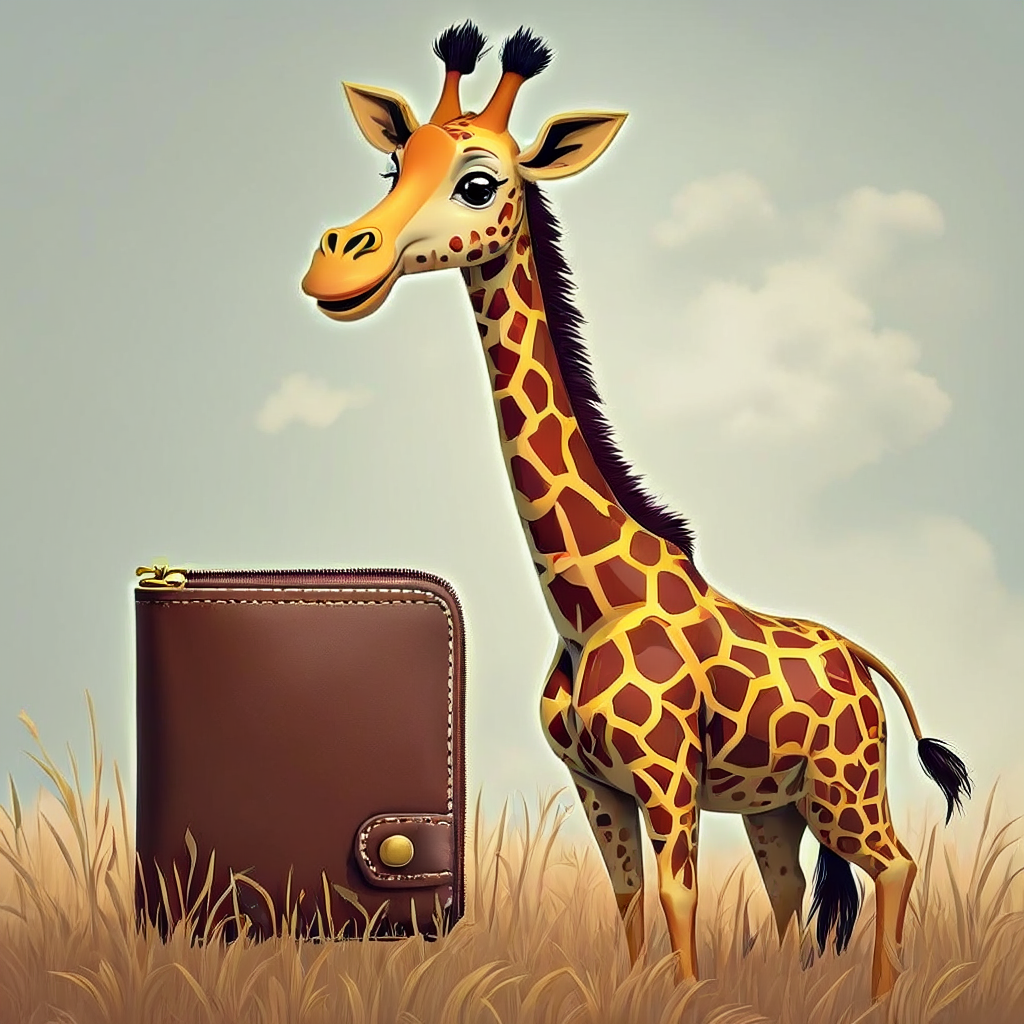 Giraffe right of wallet - Search-Guided