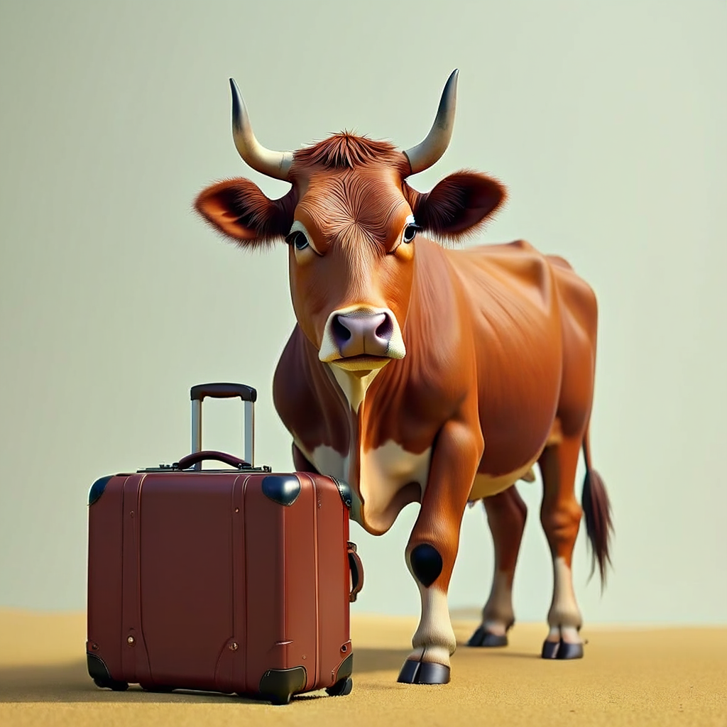 Suitcase right of cow - Baseline