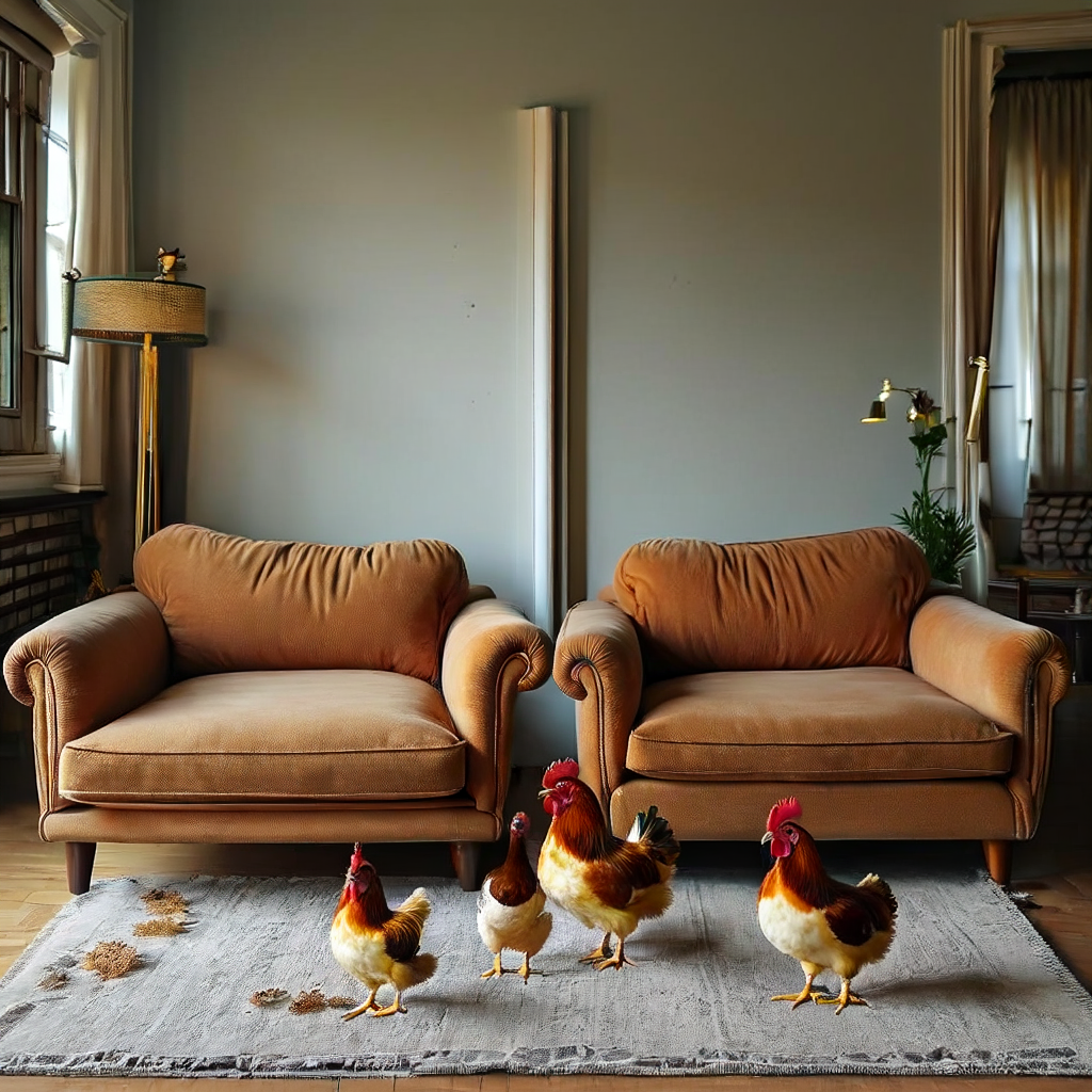 Two sofas four chickens - Search-Guided